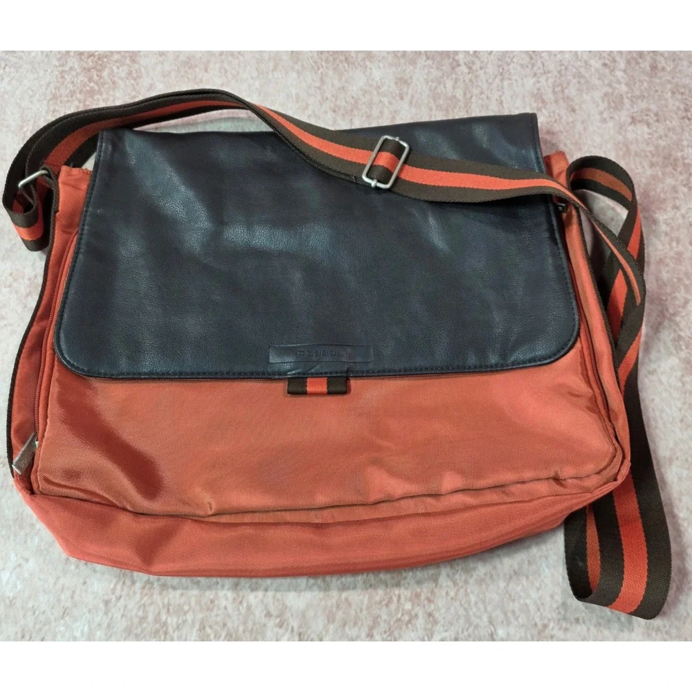 Gabol Spain Messenger Bag Leather Flap Orange Dark Brown Crossbody Adjustable
